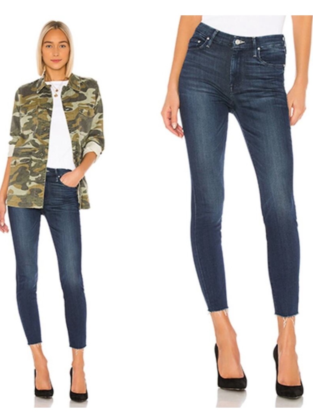 Mother High Waisted Looker Ankle Fray Dark Wash in Tounge in Chic Size 27 Denim
